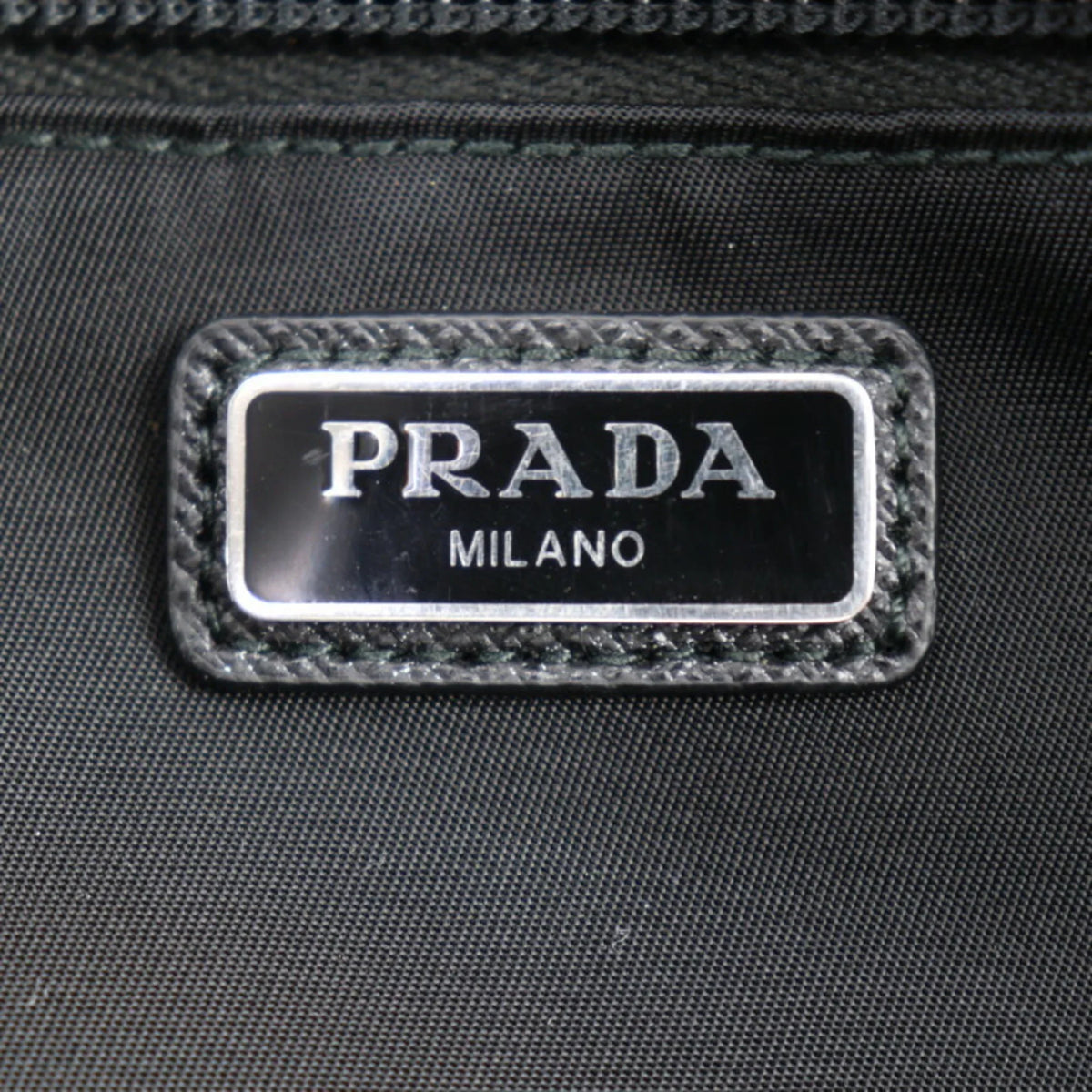 Pre-Owned  Prada second bag 2NA819 nylon leather black silver hardware clutch handbag triangle logo (Good)
