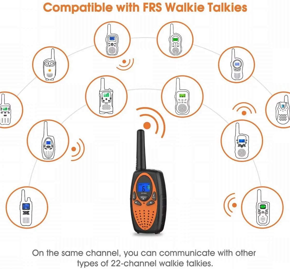 Two Way Radios for Adults,  Walkie Talkie Long Range /Hands Free Walki Talki with Noise Cancelling for Women Kids Camping Hiking Cruise Ship (Orange 2 in 1)