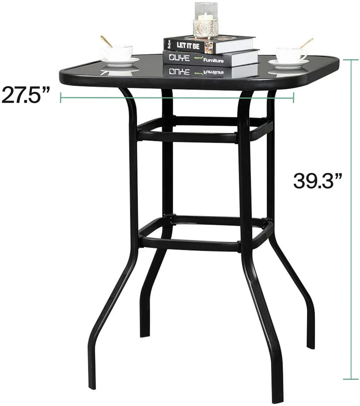 Ashlee Water Resistance Glass Bar Table With Metal Finish