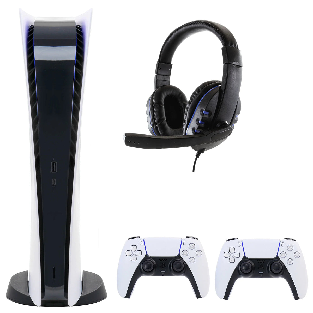 Sony PlayStation 5 Digital Console with Extra White Dualsense Controller and Headset