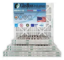 Glasfloss 24x36x1 -  10 -Qty:6 - Furnace Air Filter - Made in  (Actual Size: 23.5 x 35.5x7/8 inch)