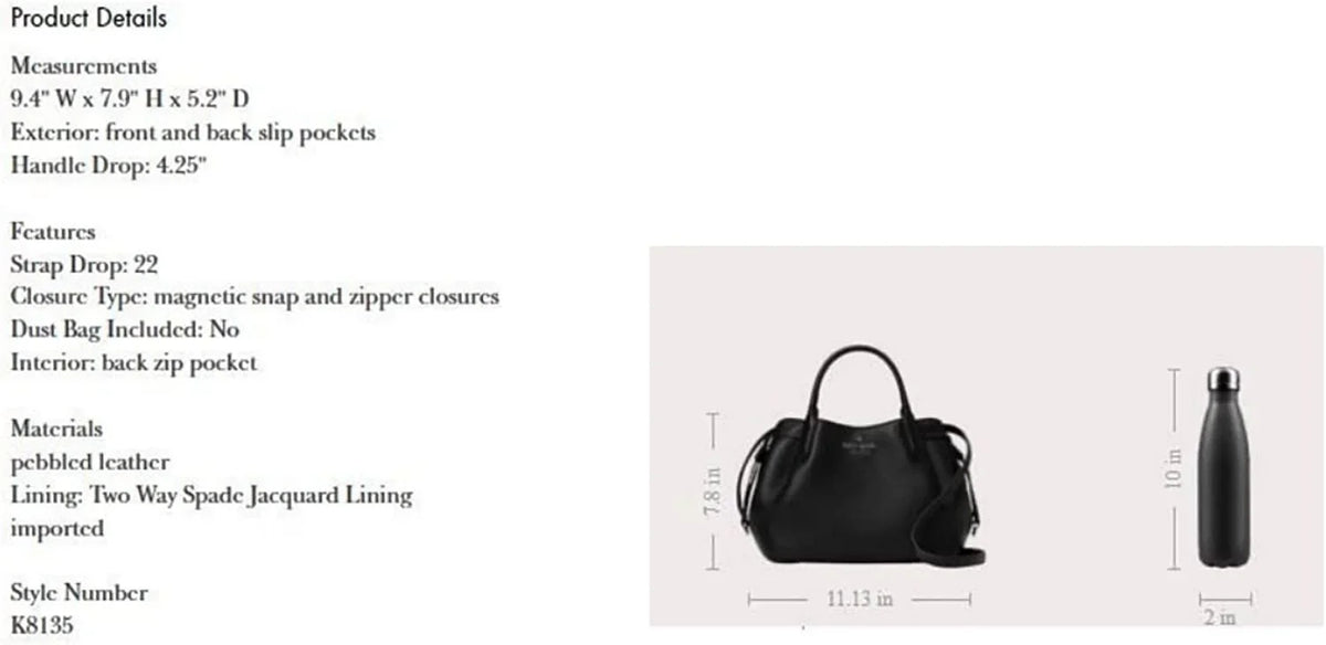Kate Spade Dumpling Small Gingerbread Leather Satchel Crossbody Purse