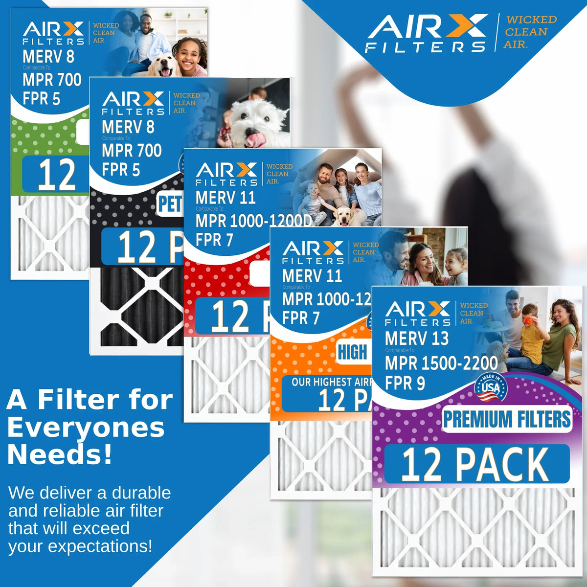 14x20x1 Air Filter  11 Rating, 12 Pack of Furnace Filters Comparable to  1000,  1200 &  7 - Made in  by     .