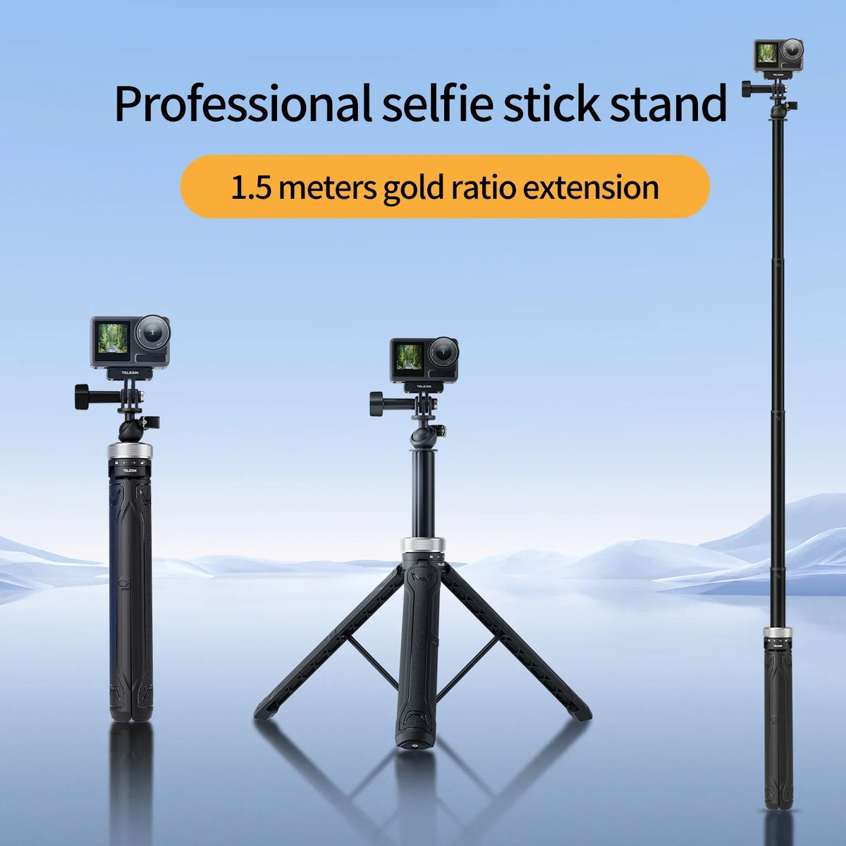 360° Rotation 1.5M Selfie Stick Foldable Tripod For GoPro Hero 12 11 10 9 8 7 6 5 Insta360  Osmo Action Selfie Stick