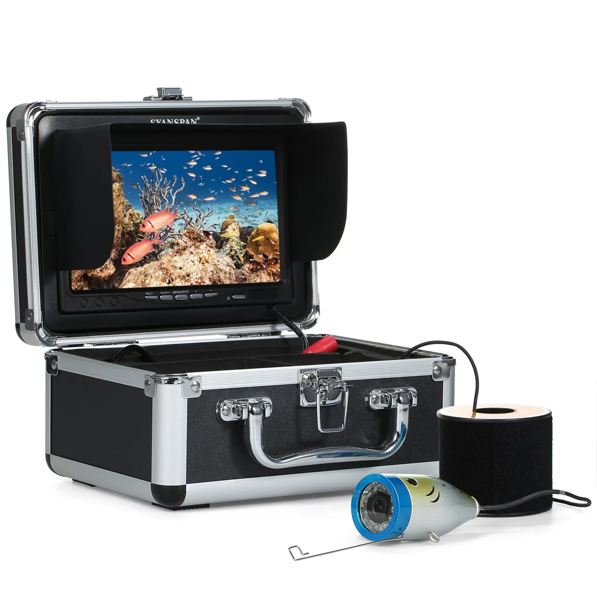 moobody Underwater Fishing Camera Fish Finder with 12LEDs 7Inch/9Inch  Display 15M/30M/50M Cable  Waterproof for Sea Lake Boat Ice Fishing