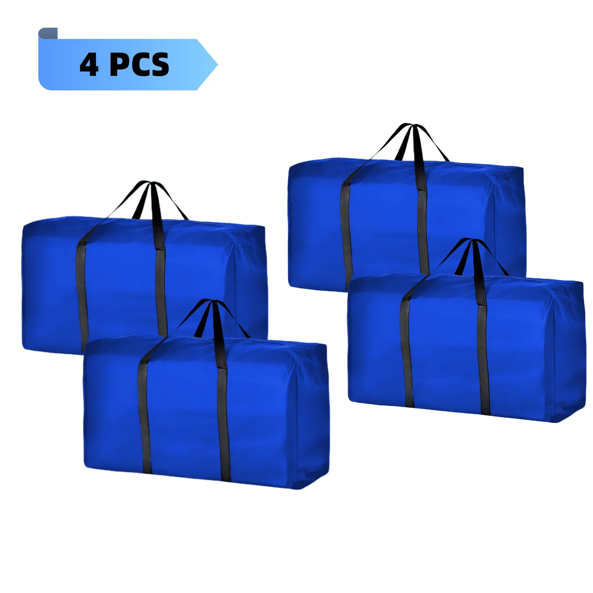 Sherry Extra Large Storage Bags Heavy Duty Moving Bags, Backpack Straps Strong Handles & Zippers，Alternative to Moving Boxes, Packing & Moving Supplies, Blue（4 Pack）