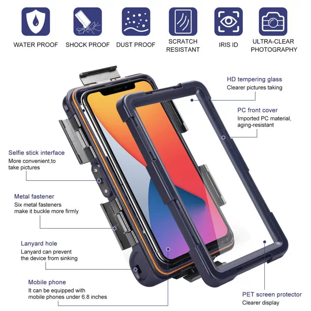 UrbanX Professional [15m/50ft] Swimming Diving Surfing Snorkeling Photo Video Waterproof Protective Case Underwater Housing for vivo  5G And all Phones Up to 6.9 Inch  with Lanyard