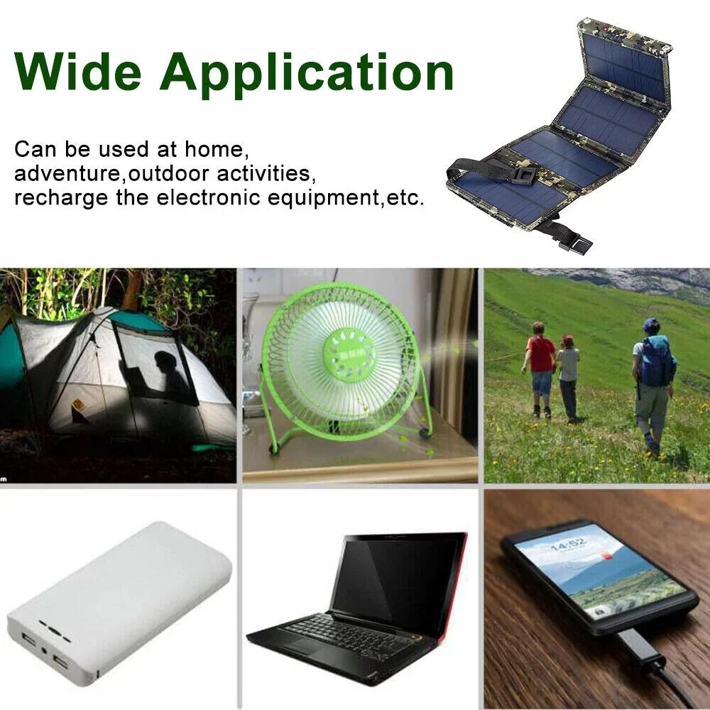 Foldable Outdoor 80W  Solar Panel Portable Phone Charger Camping Hiking Rechargeable Battery High Quality