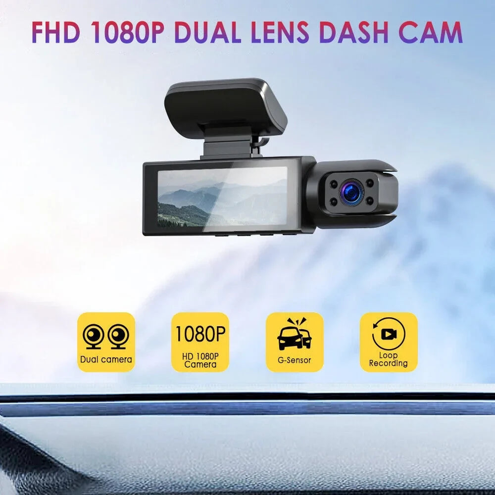 Jahyshow Dual Lens Car  Dash Cam Video Recorder -Sensor 1080P Front w/ Inside Camera