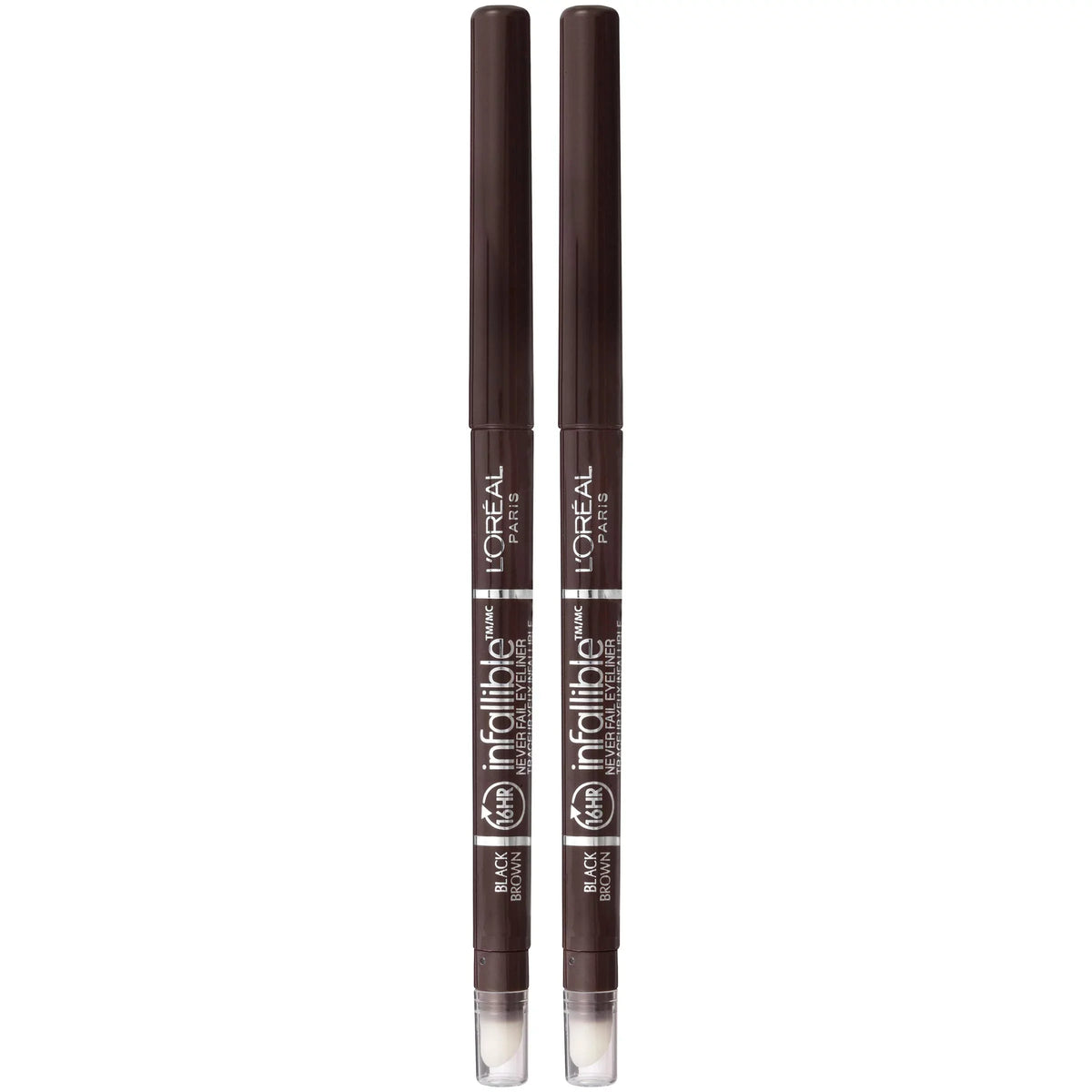 Enhance Your Eyes with 'Oreal Paris Infallible Never Fail Eyeliner - Black Brown, 2 Count - Includes Built-In Sharpener!