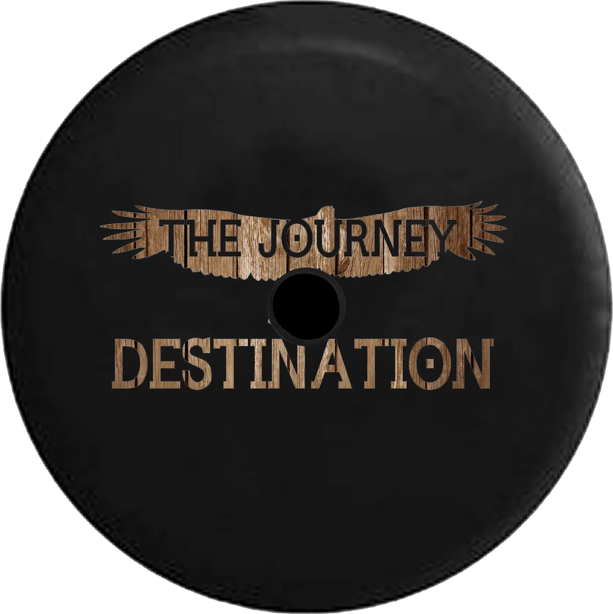 2018 2019 Wrangler  Backup Camera The Journey is the Destination Distressed Wood Eagle Soaring Spare Tire Cover for Jeep  33 Inch