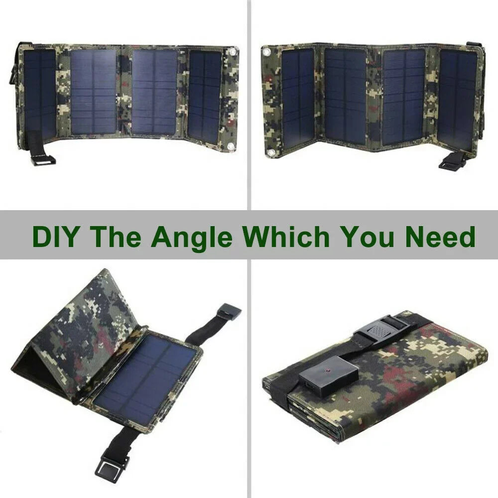 Outdoor 80W  Solar Panel Folding Power Bank Camping Hiking Phone Charger