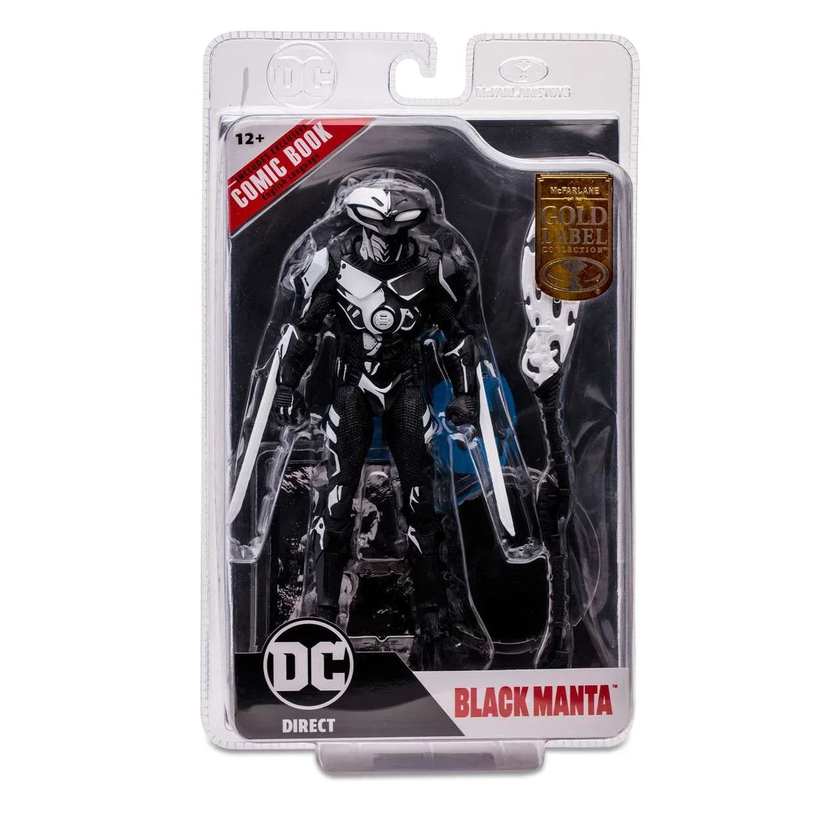 McFarlane  Direct Gold Label Collection Black Manta Action Figure with Comic Book (Line Art)