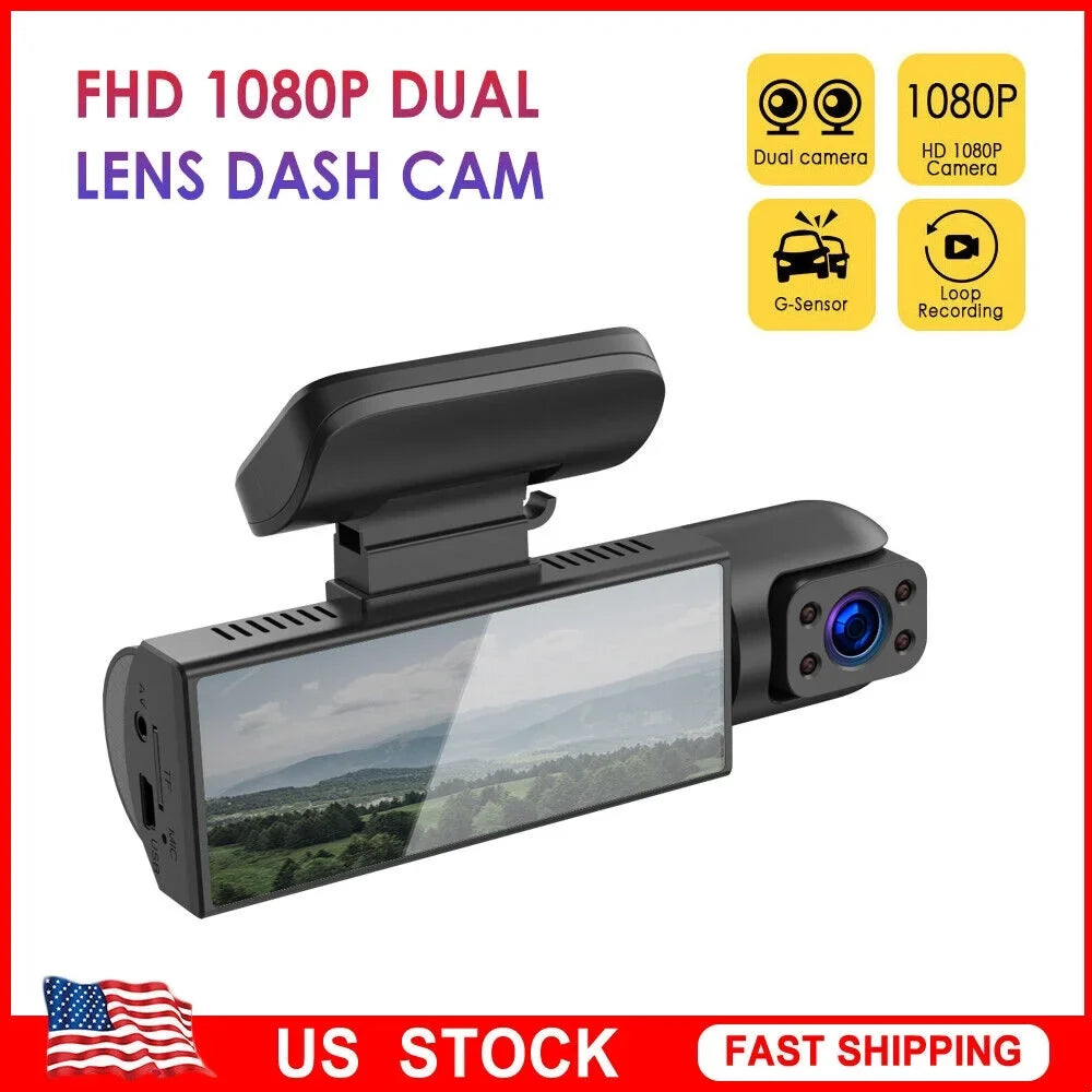 Jahyshow Dual Lens Car  Dash Cam Video Recorder -Sensor 1080P Front w/ Inside Camera