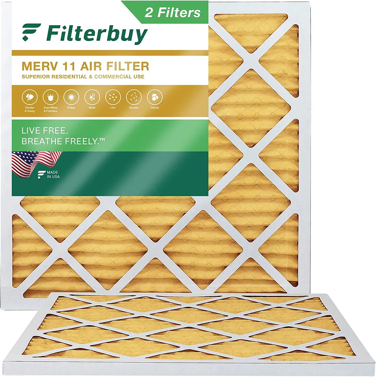 Filterbuy 17x17x1  11 Pleated   Furnace Air Filters (2-Pack)