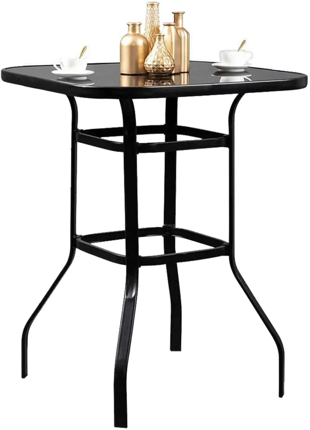 Aura Bistro Porch Squire Shape Glass Bar Table