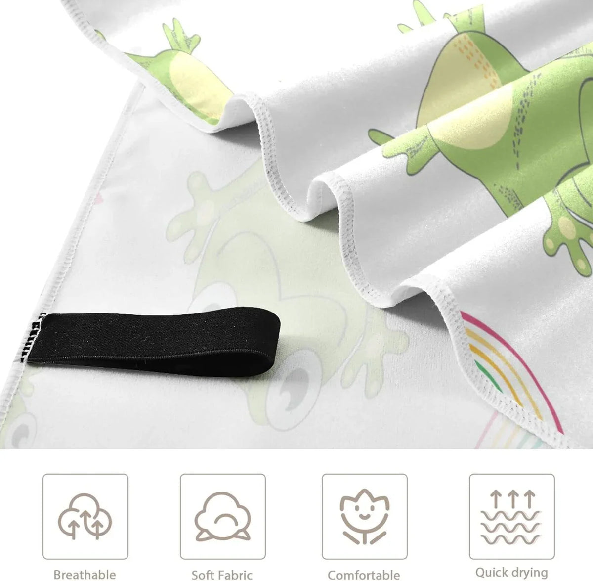 Bestwell Cartoon Frogs Beach Towel Oversized Towel Blanket, Thin Lightweight Microfiber Sand Free Quick Dry Towel, 31”” Multipurpose Pool Bath Yoga Swim Shower Towel