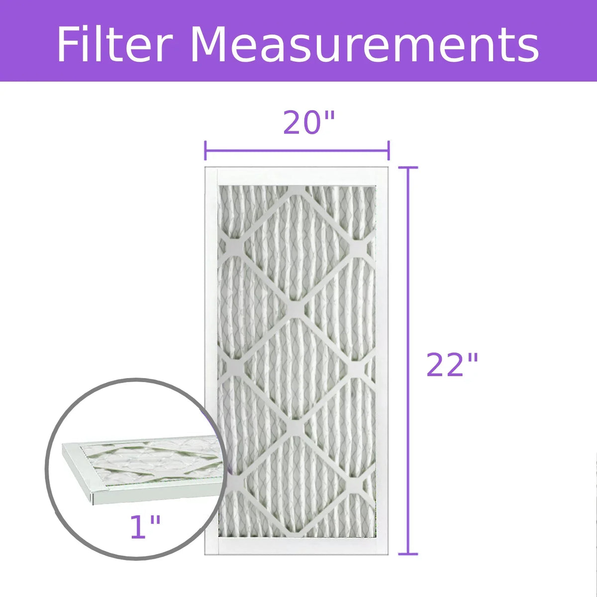 20x22x1, Purolator  Extended Surface Pleated Air Filter, Mechanical  8, (6 Pack)