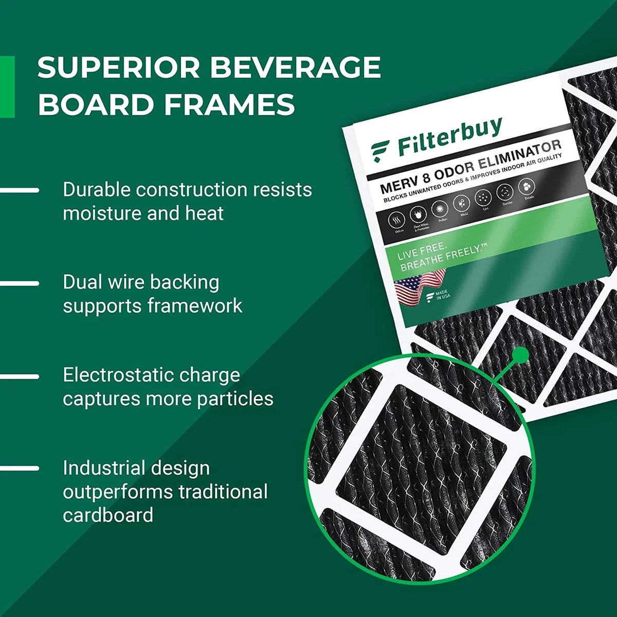 Filterbuy 12x30x1  8 Odor Eliminator Pleated   Furnace Air Filters with Activated Carbon (4-Pack)