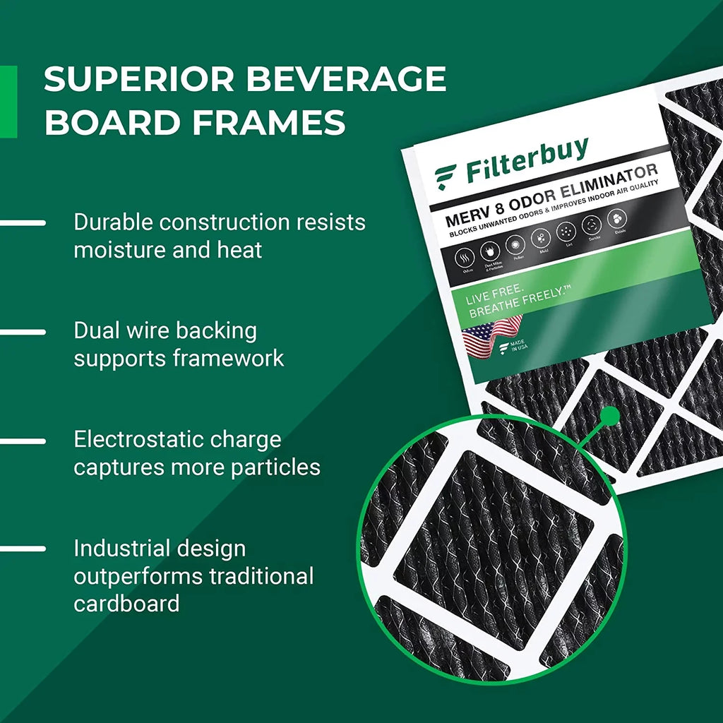 Filterbuy 10x10x1  8 Odor Eliminator Pleated   Furnace Air Filters with Activated Carbon (2-Pack)