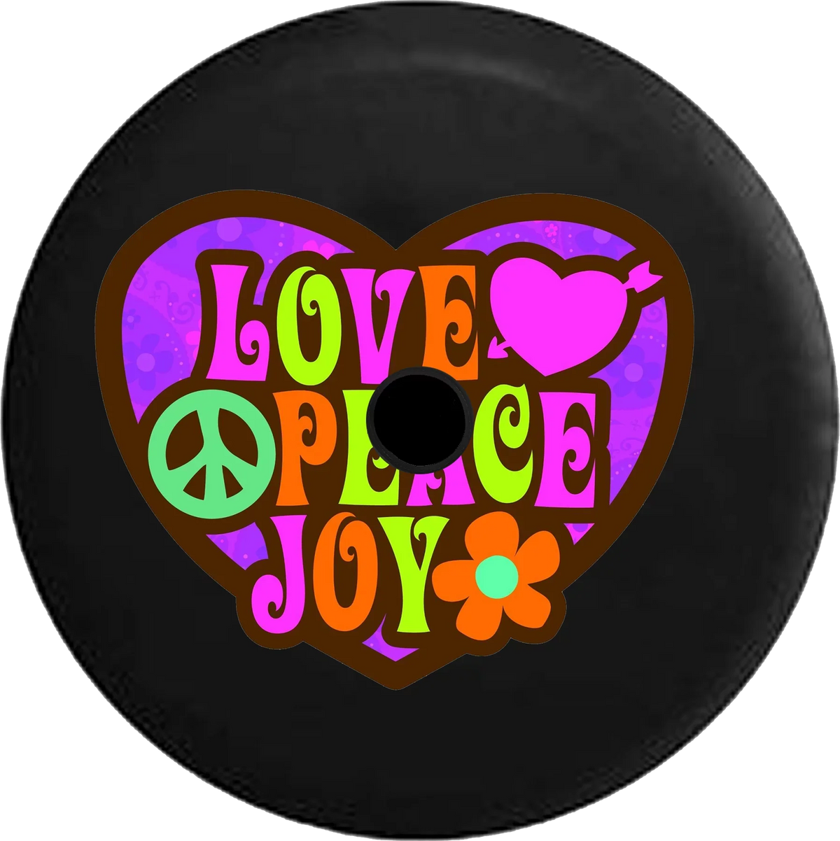 2018 2019 Wrangler  Backup Camera Love Peace Joy Heart Sign Heart Flower Spare Tire Cover for Jeep  32 Inch
