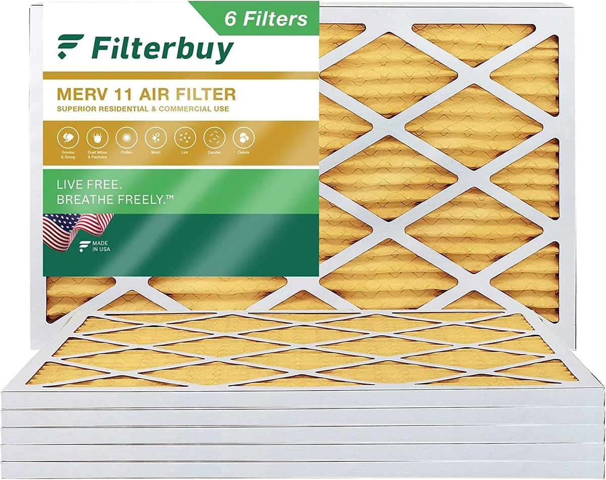 Filterbuy 14x25x1  11 Pleated   Furnace Air Filters (6-Pack)