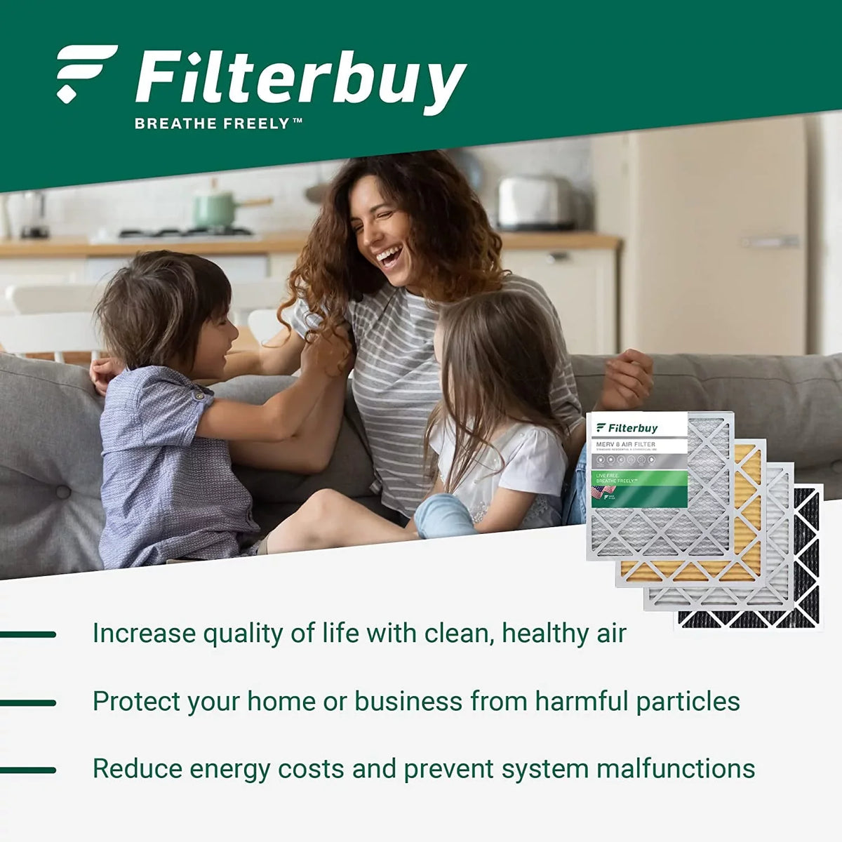 Filterbuy 20x36x1  11 Pleated   Furnace Air Filters (3-Pack)