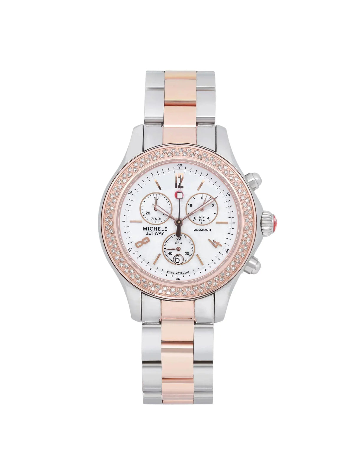 Michele Jetway 40mm Steel 0.50cttw Diamond Quartz Ladies Watch