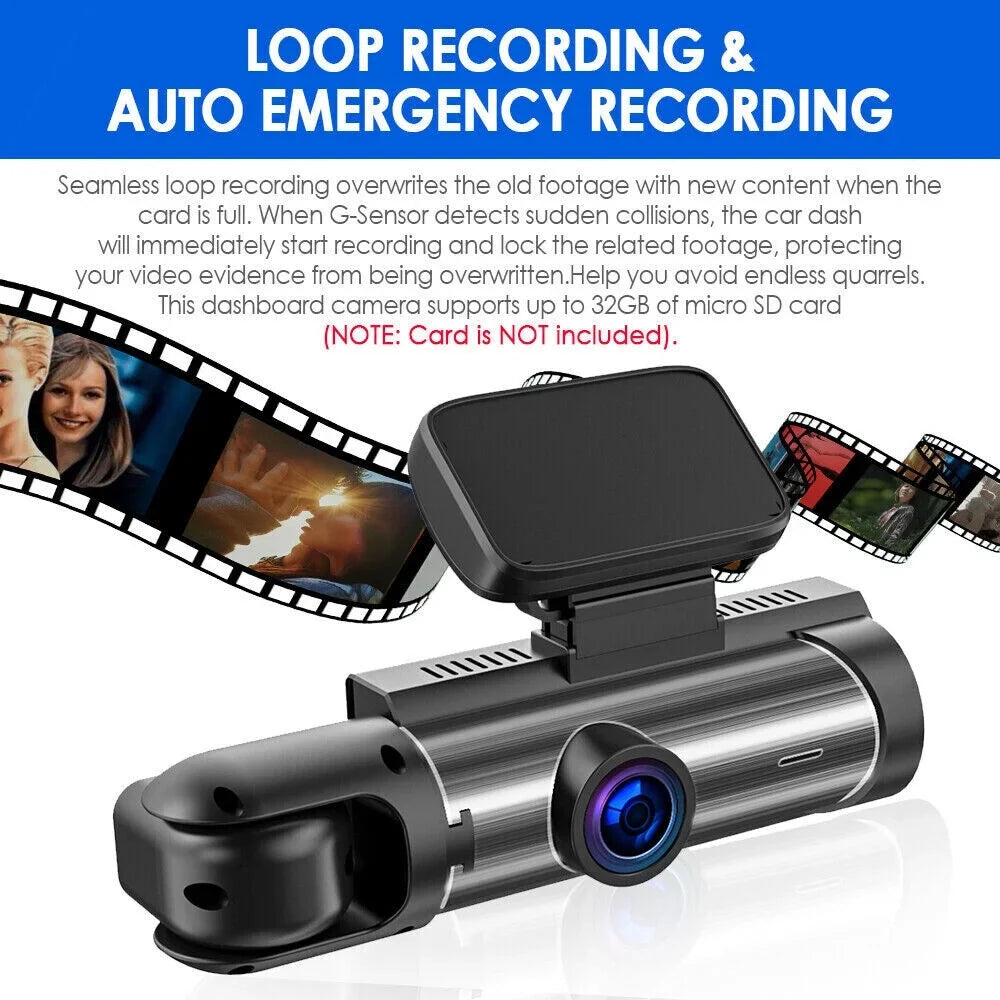 Jahyshow Dual Lens Car  Dash Cam Video Recorder -Sensor 1080P Front w/ Inside Camera