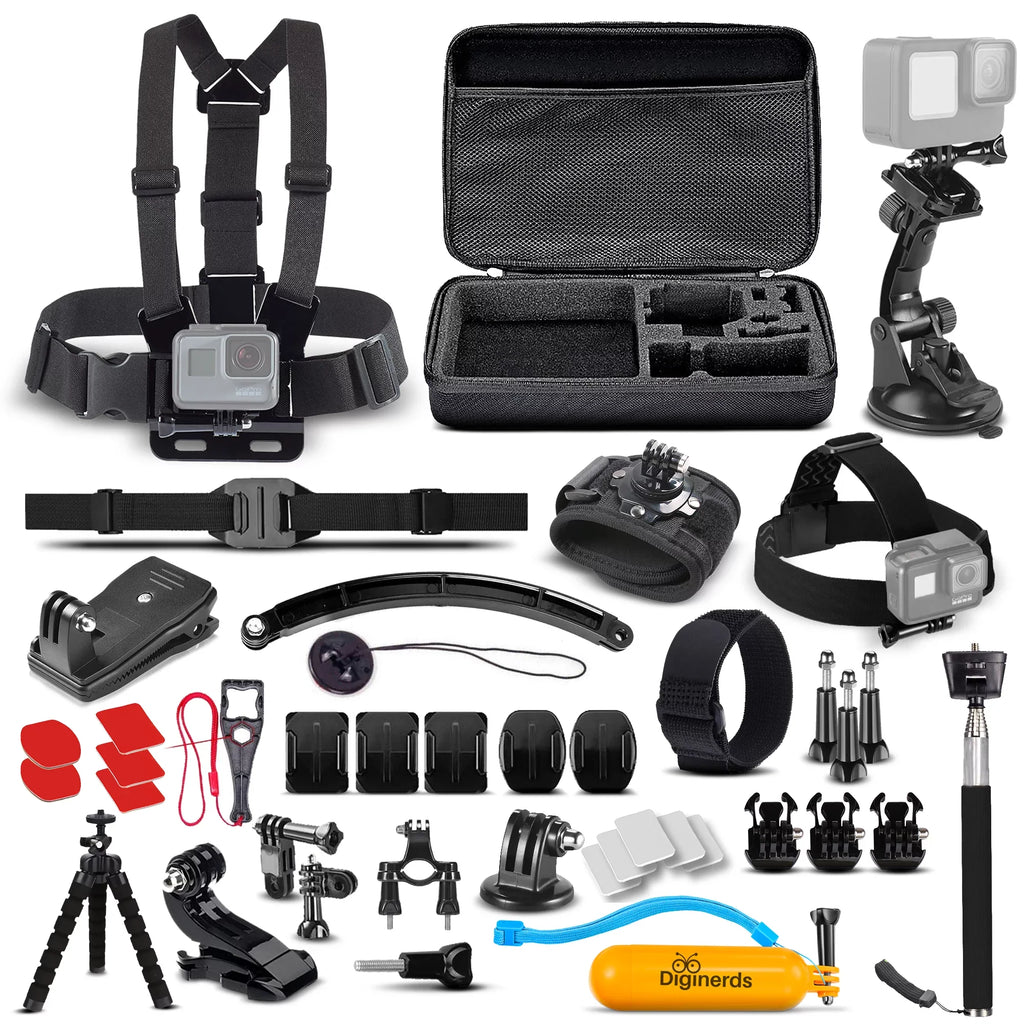 DiGiNerds - 50-in-1 Action Camera Accessory Kit, Compatible for GoPro, Fusion, Insta360, ,